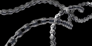 金属链缠绕在黑色背景，自行车，机器链