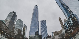 T/L WS鱼眼俯瞰曼哈顿/纽约的摩天大楼