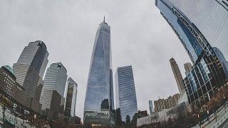 T/L WS鱼眼俯瞰曼哈顿/纽约的摩天大楼视频素材模板下载