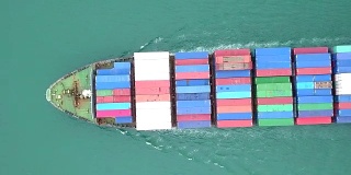鸟瞰图集装箱船或货船