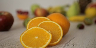 橙色水果，摄影车特写拍摄