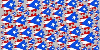 波多黎各国旗齿轮旋转背景
