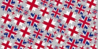 英国国旗和英国齿轮旋转背景