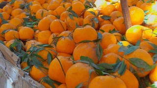 水果市场上多汁的成熟橘子视频素材模板下载