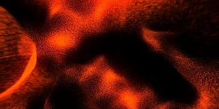 褶皱布料的散焦发光粒子，3d背景，计算机渲染