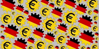 德国国旗和欧元标志齿轮旋转背景
