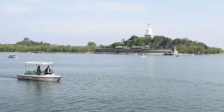 北京北海公园在湖中游弋