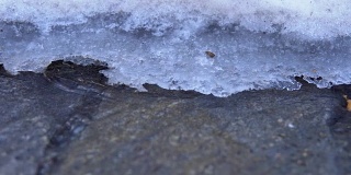 流过岩石上融化的雪的清冷的水流。
