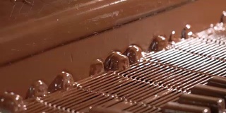 巧克力覆盖了糖果，特写。
