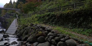 摇摄:竹鹤桥和瀑布，土河温泉，日本福岛