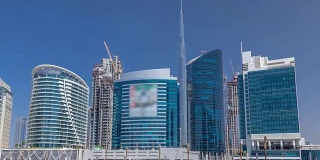 迪拜商业湾和市中心的全景