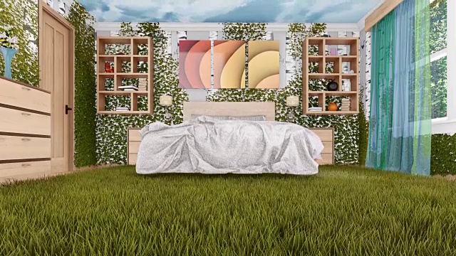 现代卧室室内生态绿色设计3D动画