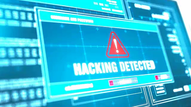 黑客检测到警告通知系统安全警报错误信息计算机屏幕输入登录和密码。