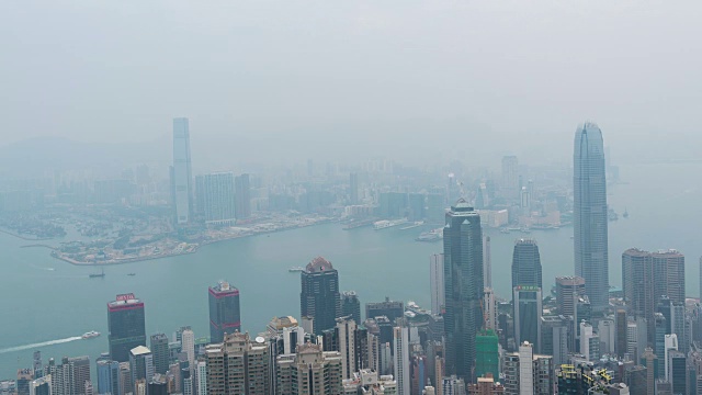 4K时间推移:鸟瞰图香港城市在雨季