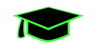 学位帽教育图标符号在动画和退出绿色