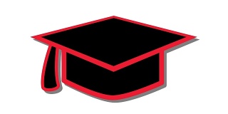 学位帽教育图标符号进出动画红色