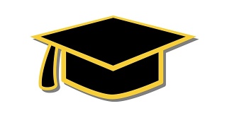 学位帽教育图标符号进出动画黄色