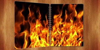 火焰粒子背景在书的页面动画，背景，循环