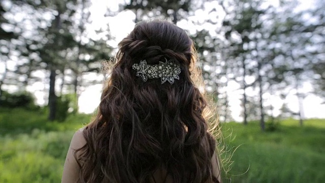 Hairstyle decorated by shiny haircomb