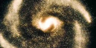 旋转螺旋星系-深空探索。宇宙中星系与恒星和星云的动画