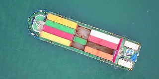 鸟瞰图集装箱船或货船