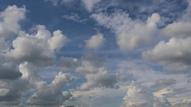 戏剧性的大气全景观看4K延时镜头的蓝天和美丽的夏天的云视频剪辑。