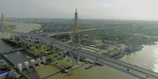 普密蓬大桥上空的空中交通景象