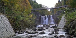 延时:竹鹤桥和瀑布，土河温泉，日本福岛