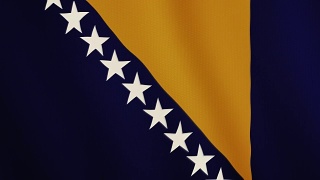 波斯尼亚和黑塞哥维那国旗飘扬的动画。全屏。国家的象征视频素材模板下载