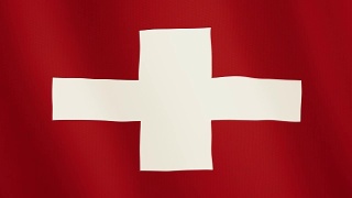 瑞士国旗飘扬的动画。全屏。国家的象征视频素材模板下载