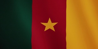 喀麦隆国旗挥舞动画。全屏。国家的象征