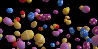 彩色的鸡蛋下落的3d动画