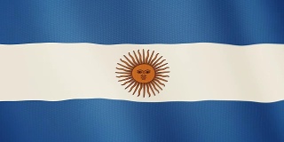 阿根廷国旗飘扬的动画。全屏。国家的象征