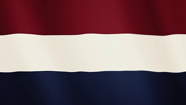 荷兰国旗飘扬的动画。全屏。国家的象征