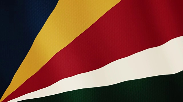 塞舌尔国旗飘扬的动画。全屏。国家的象征