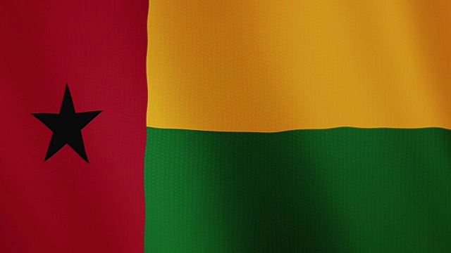 几内亚比绍国旗飘扬的动画。全屏。国家的象征