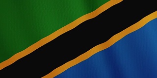 坦桑尼亚国旗飘扬的动画。全屏。国家的象征