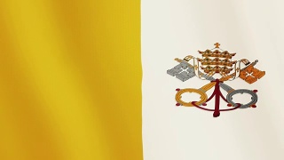 梵蒂冈国旗飘扬的动画。全屏。国家的象征视频素材模板下载