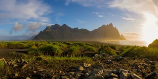 4k time - apse Movie of Beautiful Sunrise Scene in Iceland, Summer Season