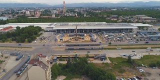 鸟瞰图显示索非亚城市中心火车站