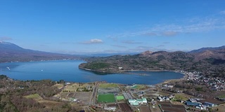 山中湖和富士山鸟瞰图，富士山，日本