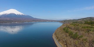 山中湖和富士山鸟瞰图，富士山，日本