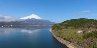 山中湖和富士山鸟瞰图，富士山，日本