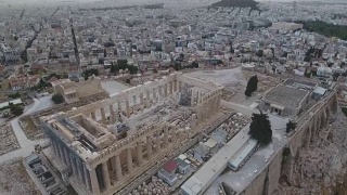 希腊雅典卫城和帕台农神庙的鸟瞰图视频素材模板下载