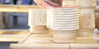 编织竹篮，手工制作