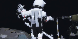 在国际空间站工作的宇航员。现实的4 k的动画。