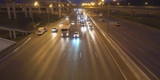 traffic on the urban highway and  thoroughfare, from day to night