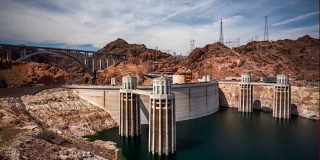 时间流逝:胡佛大坝水力发电，内华达州，美国