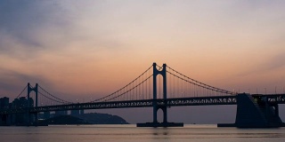 间隔拍摄Gwangan桥。韩国釜山
