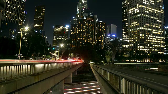 洛杉矶夜晚的灯光和角度-延时4k